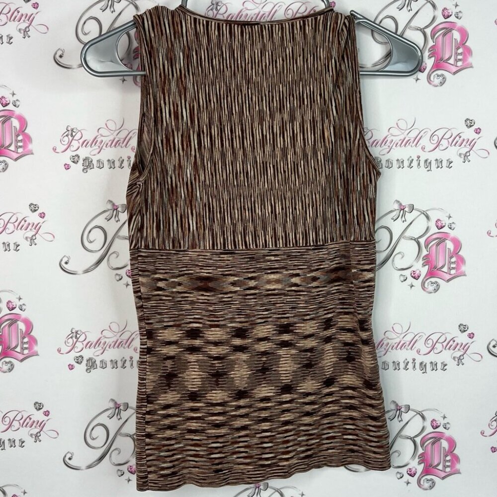 Magaschoni tank top stripes Multitone brown cream Sleeveless Tank Top - Picture 2 of 7